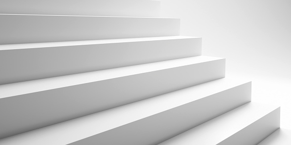 Abstract Empty White Stairway with White Background