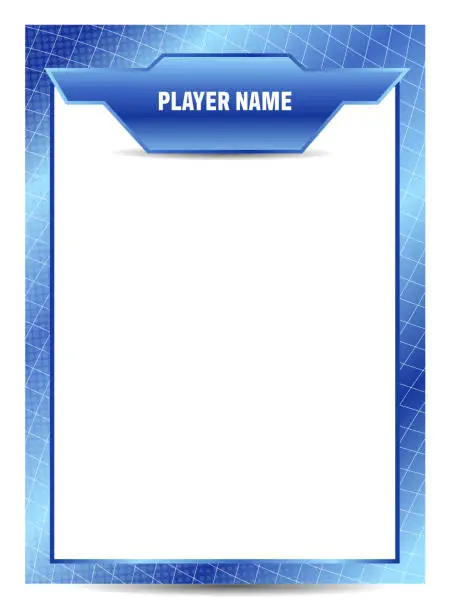 Vector illustration of blue sport player trading card frame border template design