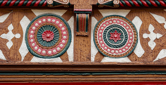 detail of old half-timbered facade, germany, franconia