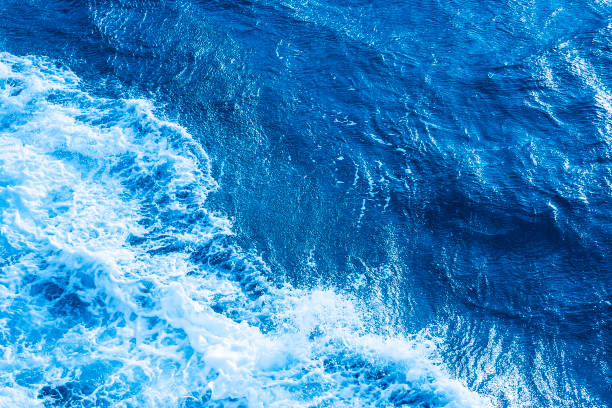 Aerial Ocean Blue Water Foam Top View