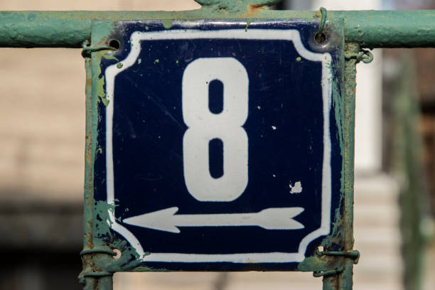 istock Weathered enameled plate number 8 1441743994