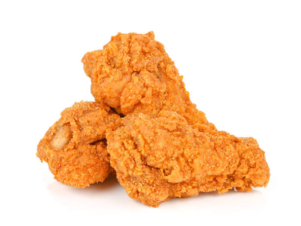 istock Fried spicy chicken isolated on white 1441744247