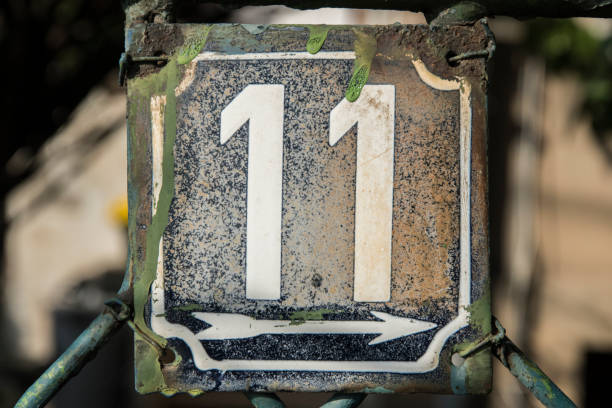 istock Weathered enameled plate number 11 1441744297