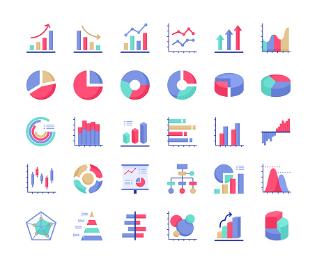 Chart and Diagram. Flat Icons. Vector illustration.