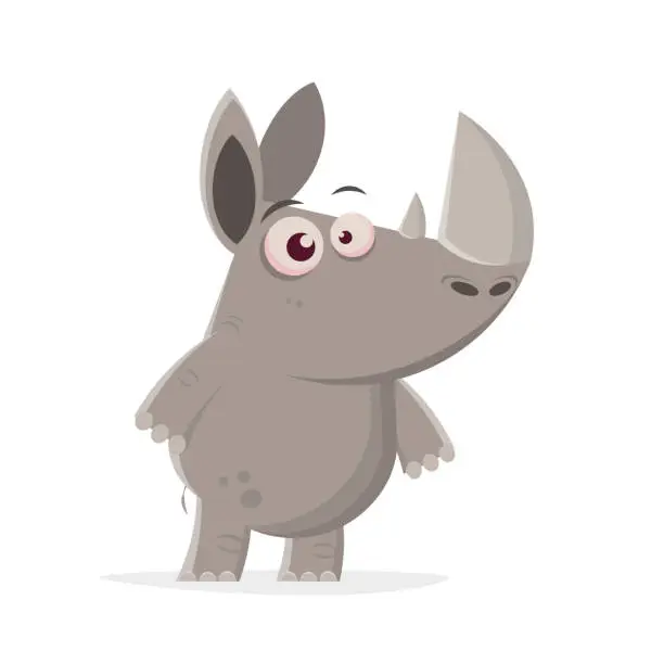 Vector illustration of funny illustration of a cartoon rhino