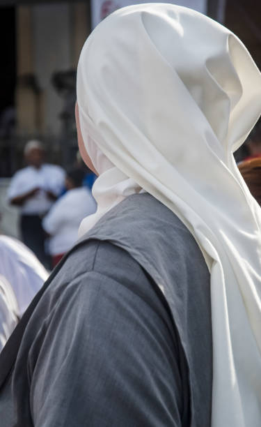 Salvador, Bahia, Brazil - May 26, 2016: A Catholic nun is seen during the Corpus Christ day mass in the city of Salvador, Bahia.
