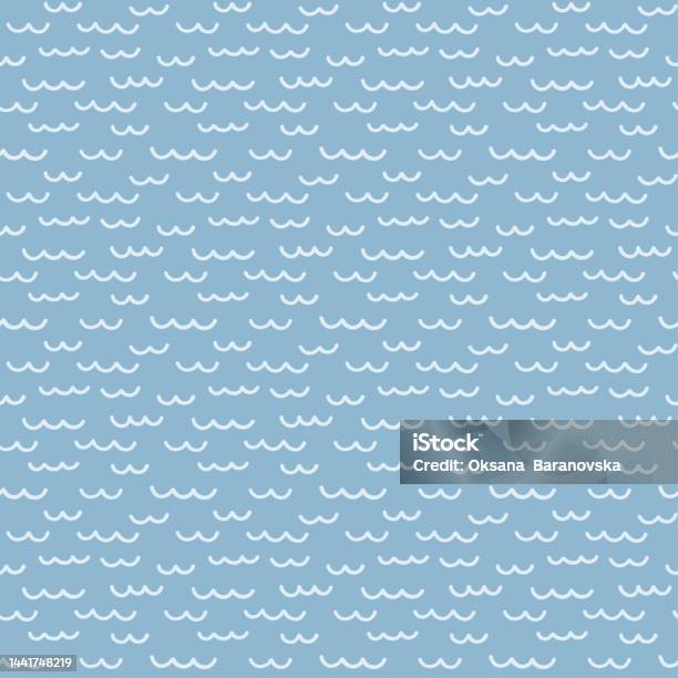 Vector Seamless Pattern With Hand Drawn Waves Abstract Background Stock ...