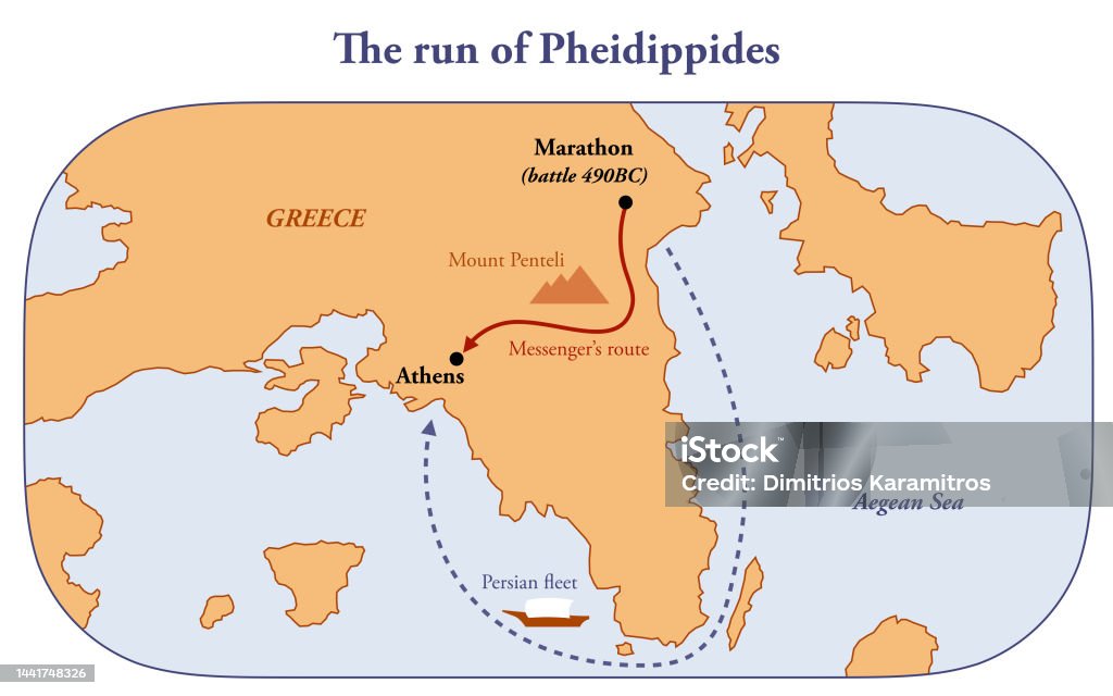 Philippides The Authentic Marathon Route Stock Illustration - Download Image Now ...