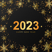 istock 2023 New Year and Christmas square card, poster, invitation template 1441749827