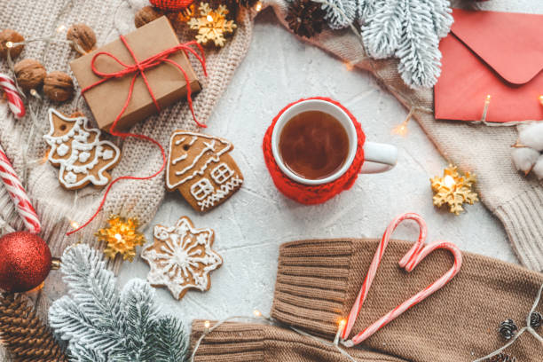 istock Christmas background decor top view flat lay 1441751465