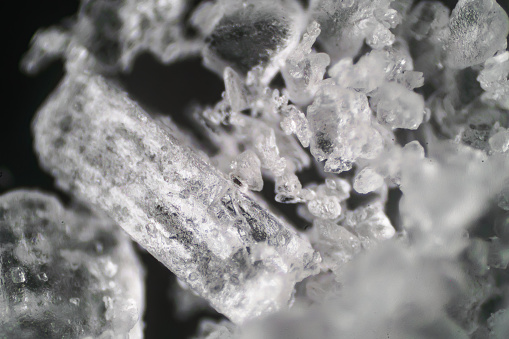 The Microscopic World. Sugar crystals.
