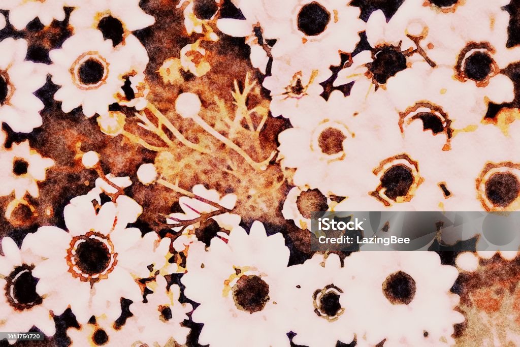 Beautiful Watercolour Daisy Painting Background This is my photographic image of beautiful daisy flowers in a modern watercolour effect. Because sometimes you might want a more illustrative image for an organic look. Abstract Stock Photo