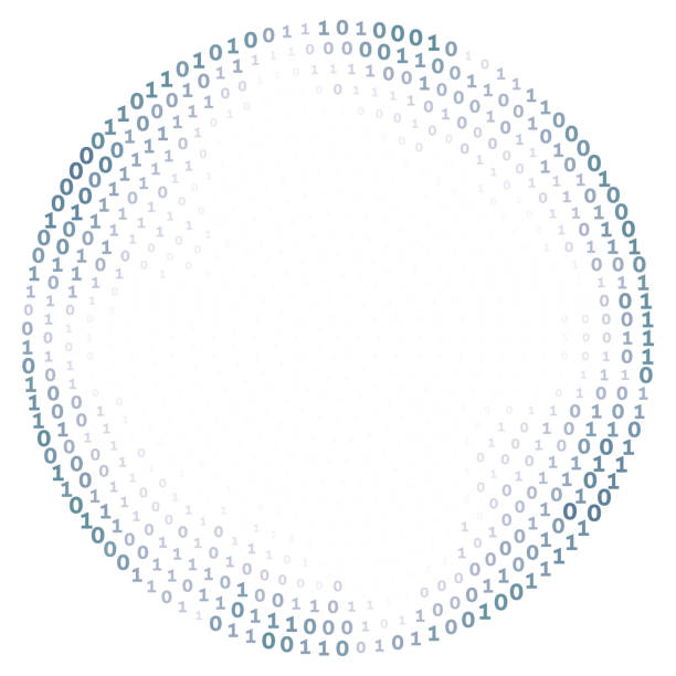 cyfrowa binarna okrągła ramka zer i jedynek - binary code stock illustrations