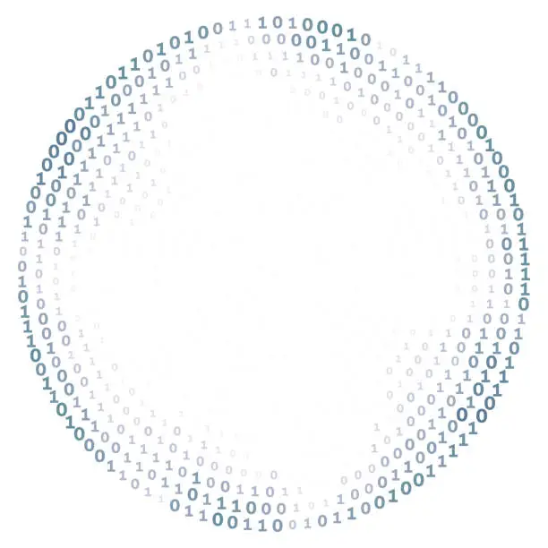 Vector illustration of Digital binary round frame of zeros and ones