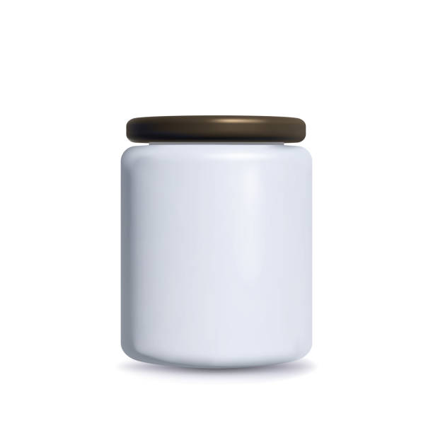 istock ceramic white container. Packaging of cylindrical boxes for dry products with a lid, tea or coffee, sugar or cereals, spices or powder branding package vector template 1441754939