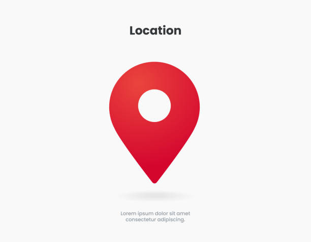 ikona docelowego punktu pinezki. znak symbolu ikony wskaźnika lokalizacji na czerwonej mapie. znacznik gps z izolowanym białym tłem dla interfejsu użytkownika aplikacji mobilnej. - aiming stock illustrations