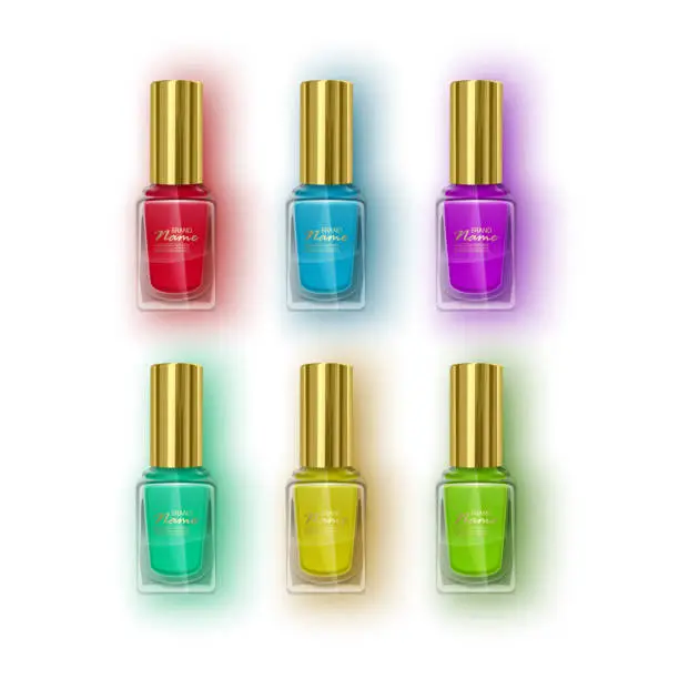 Vector illustration of Vector set of color nail polish