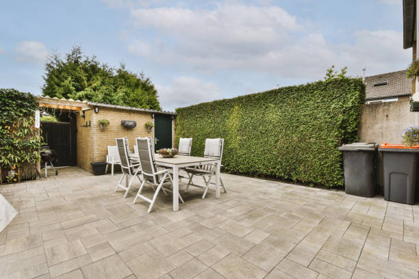 istock Courtyard with tiled floor and small recreation area 1441783100