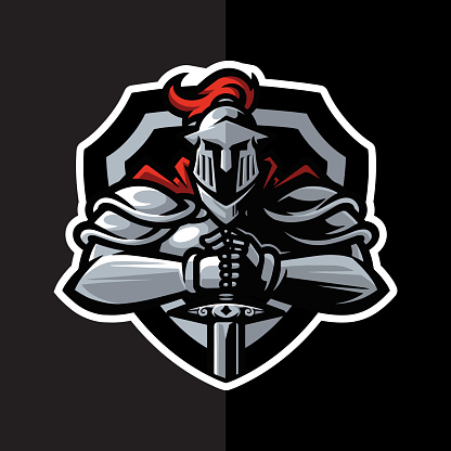 Knight sport mascot logo illustration premium vector  The Concept of Isolated Technology. Flat Cartoon Style Suitable for Landing Web Pages, Banners, Flyers, Stickers, Cards