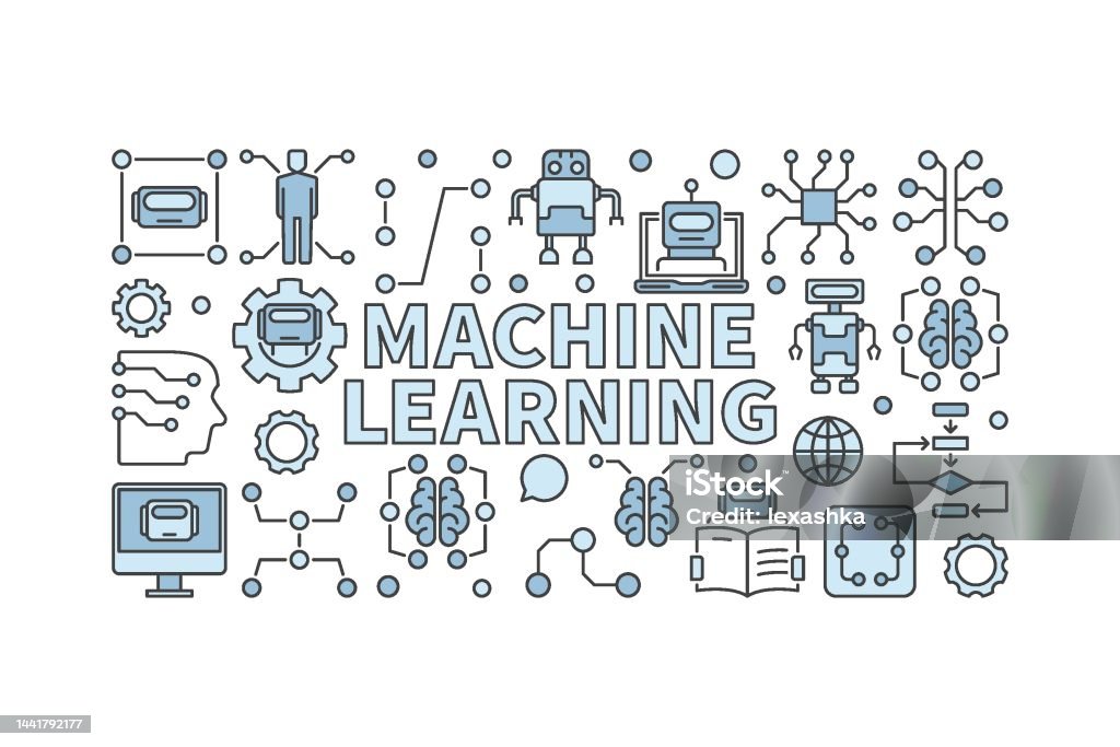 Machine Learning Algorithm Illustration Technology Vector Horizontal ...