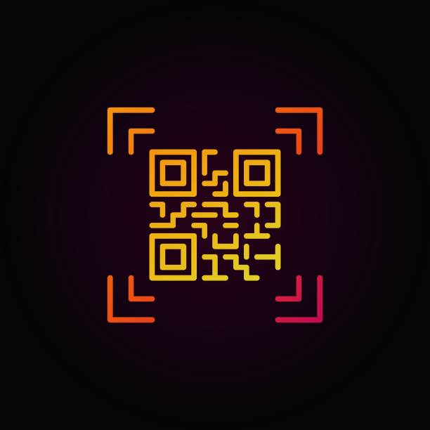 qr 코드 스캔 다채로운 윤곽선 벡터 아이콘 또는 로고 요소 - qr code coding technology luminosity stock illustrations