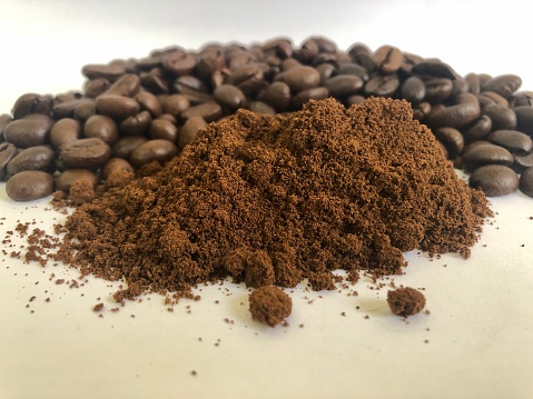 ground coffee and seeds