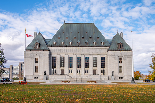Ottawa, Ontario - October 20, 2022: Exterior of the Supreme Court of Canada building.