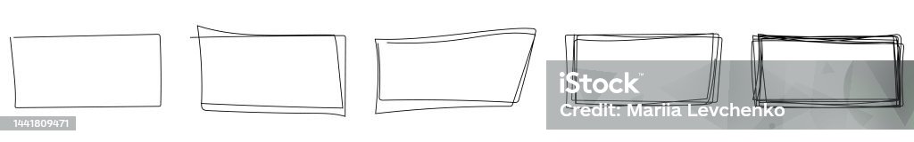 Set Of Hand Drawn Rectangular Shape Stock Illustration - Download Image ...
