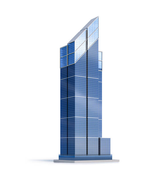 Realistic skyscraper building isolated on white background. 3d illustration