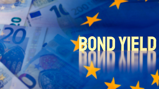 gold bond yields on euro flag background for business concept 3d rendering