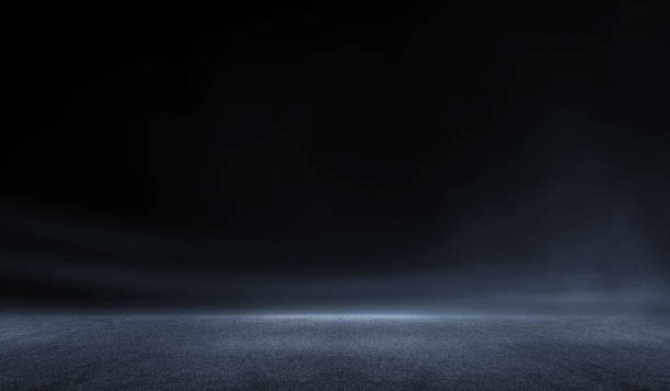 istock 3D Rendering abstract dark night creative blurry outdoor asphalt on black background. 1441815581
