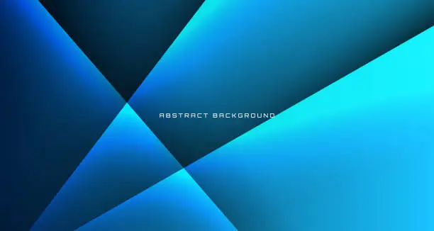 Vector illustration of 3D blue techno abstract background overlap layer on dark space with light line decoration. Graphic design element cutout style concept for banner, flyer, card, brochure cover, or landing page