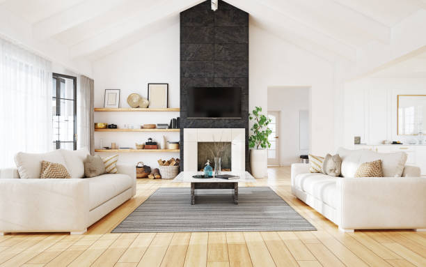 Modern Living room interior design stock photo