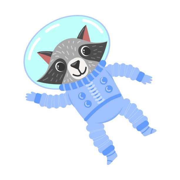 istock raccoon in protective suit and astronaut spacesuit affably waves its paw. cartoon vector illustration 1441823527