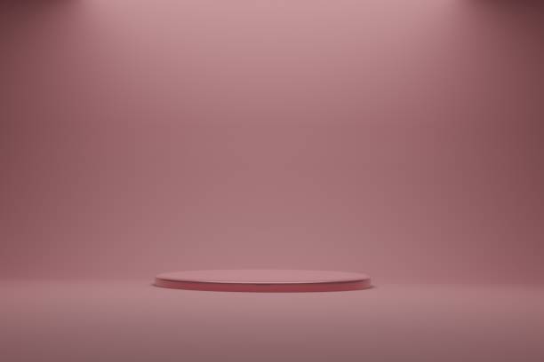 istock Product presentation, stage or podium to present product on pink stage studio background, 3D illustration 1441824797