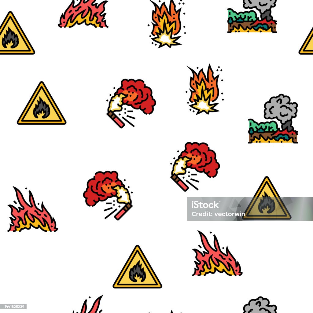 Fire Heat Pattern Flame Hot Fire Burn Bonfire Heat Vector Seamless Pattern Stock ...