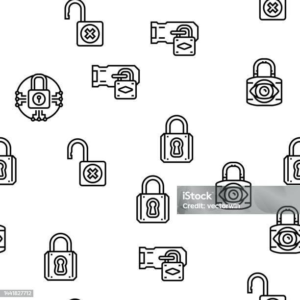 Key Password Pattern Padlock Lock Safe Password Key Vector Seamless Pattern Stock ...