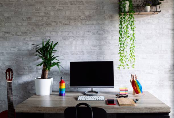 istock Beautiful office with LGBT accessories and decorations 1441830021