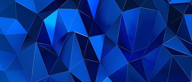 A 3D render of an abstract blue crystal prism background