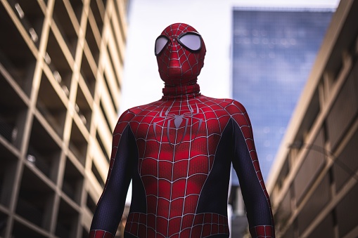 Fort Worth, United States – April 27, 2022: A shallow focus of a Spider-Man in Downtown Fort Worth Texas