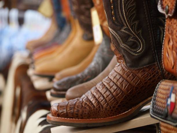 istock Closeup of a brown leather cowboy boot 1441834202