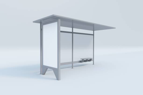 istock 3D rendering of an empty bus station with a blank signboard  space 1441834363