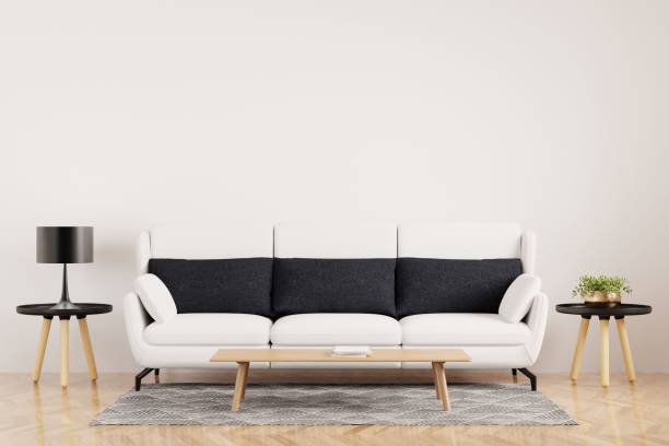 istock 3D rendering of a white modern living room interior 1441834578