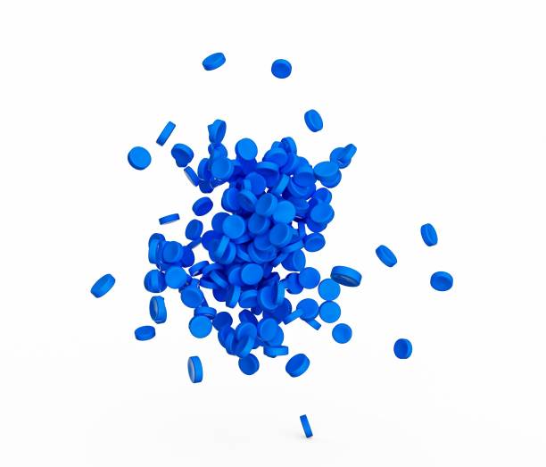 istock 3D rendering of blue recycled polypropylene granules isolated on a white background 1441834808