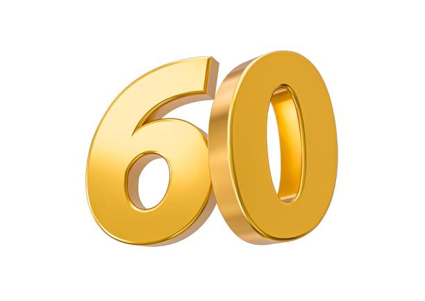 istock 3D rendering of gold 60 number isolated on white background 1441835193