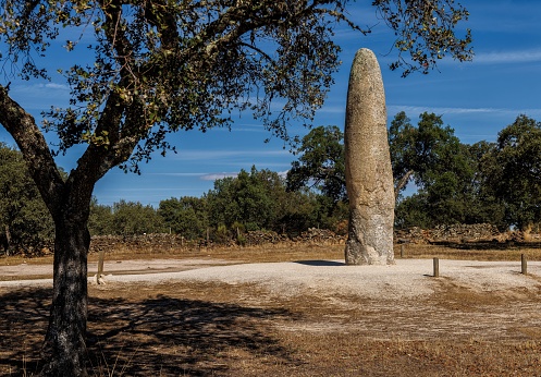 The Menhir of Meada stone near Castelo de Vide in Portugal.