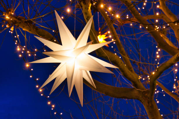 istock Selective focus shot of a hanging Moravian star 1441838709