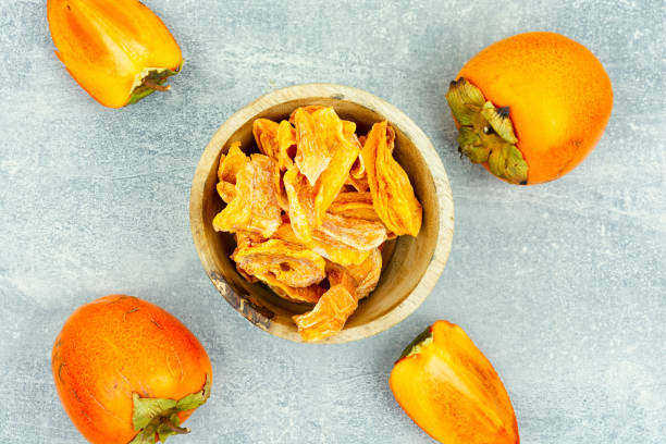 Appetizing dried persimmon. stock photo