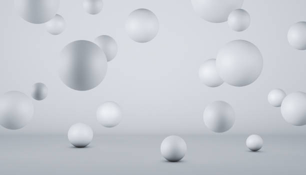 istock 3D rendering of white floaty balls on a white background 1441840904