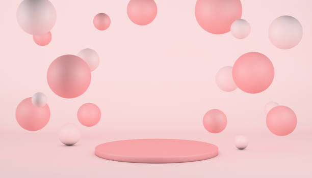 istock 3D rendering of pink floaty balls with copy space on a white background 1441840911